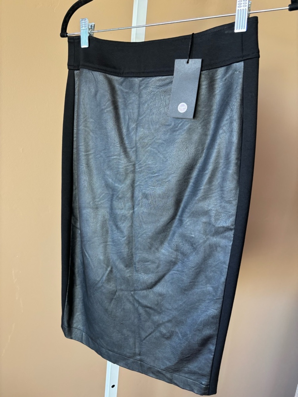 Black Faux Leather Pencil Skirt - Brand Blaque Label.